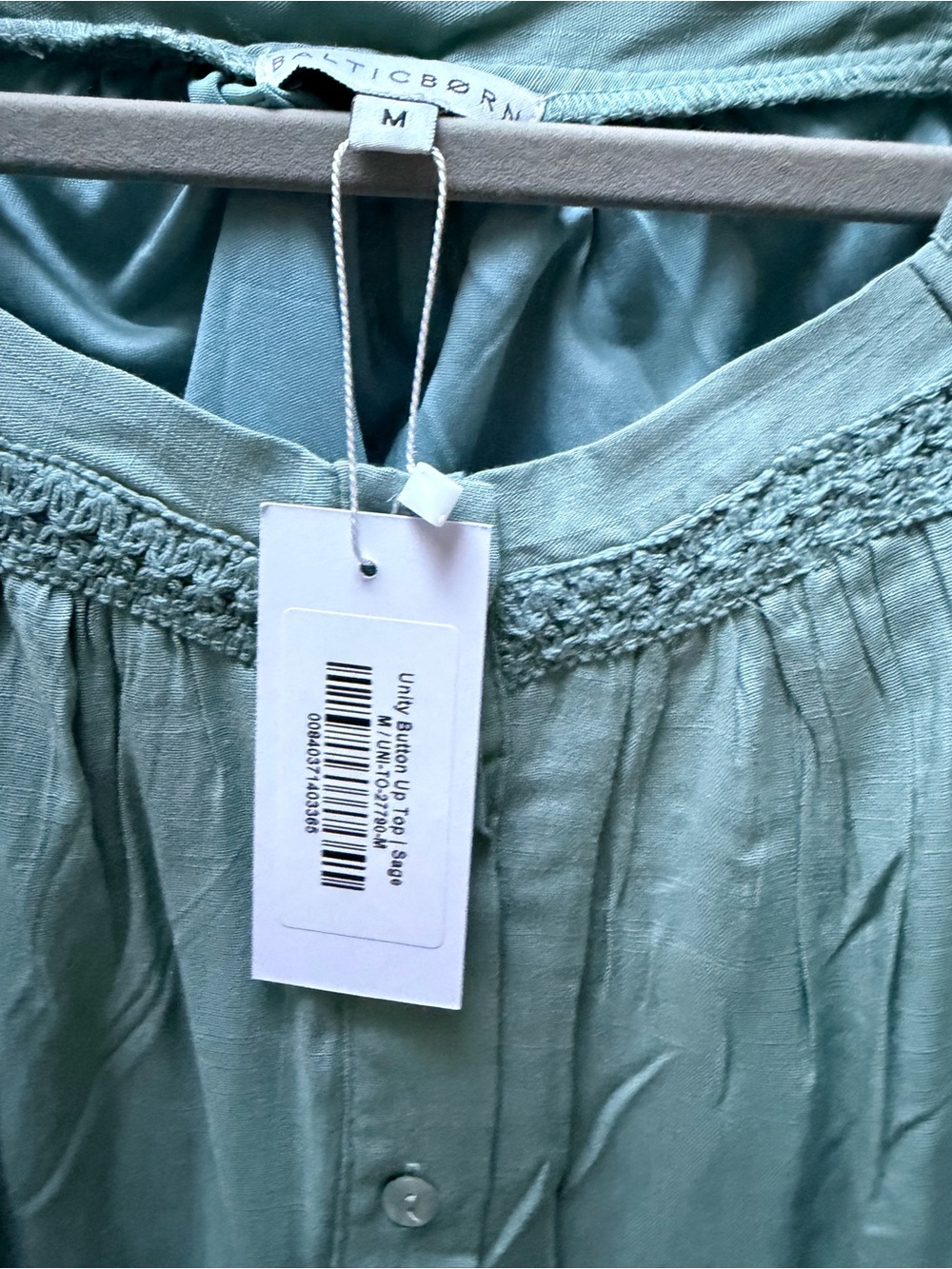 Baltic Born Women's Sage Green Button-Up Top - M